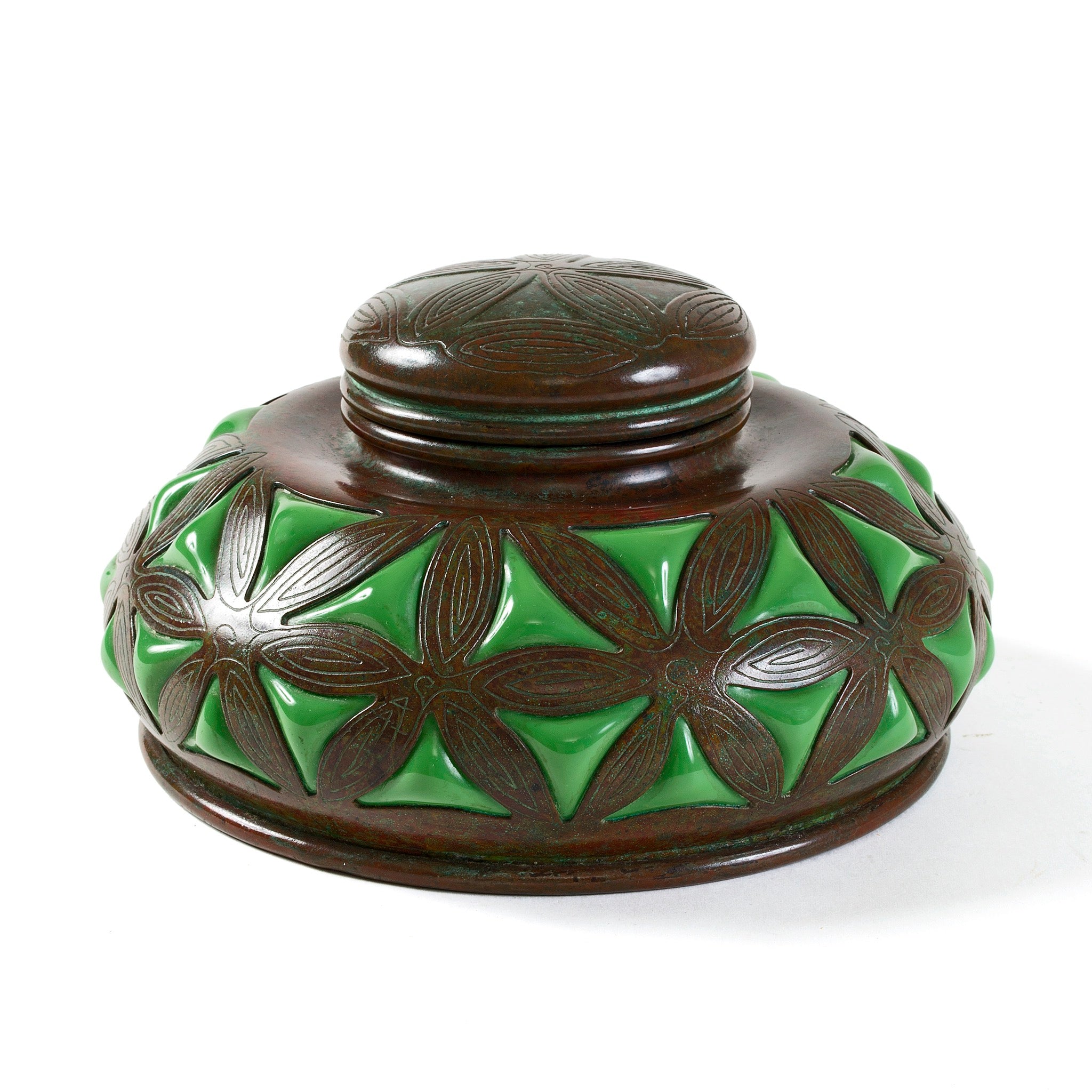 Early 1900’s Tiffany studios online #844 favrile glass bronze inkwell