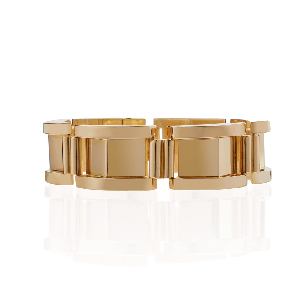 Macklowe Gallery Janlys Paris Retro 18K Gold Tank Bracelet