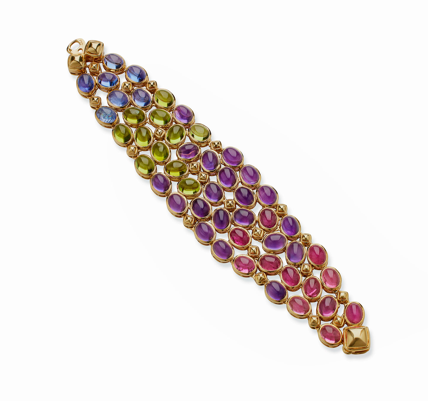 Macklowe Gallery René Boivin Sapphire, Pink Tourmaline, Peridot and Amethyst Bracelet