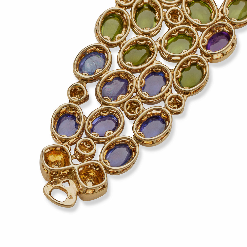 
                      
                        Macklowe Gallery René Boivin Sapphire, Pink Tourmaline, Peridot and Amethyst Bracelet
                      
                    