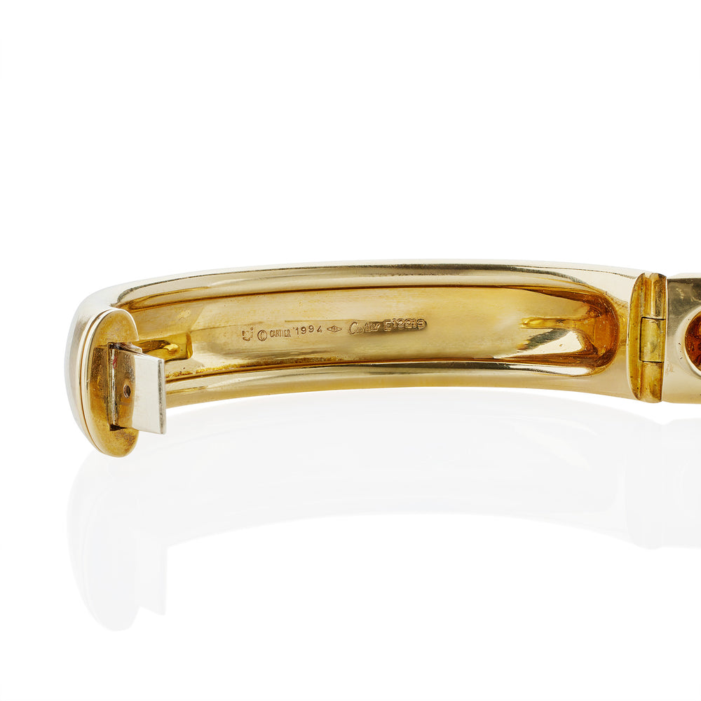 
                      
                        Macklowe Gallery Cartier Gem-set and Diamond 18K Gold "Byzantine" Bangle Bracelet
                      
                    