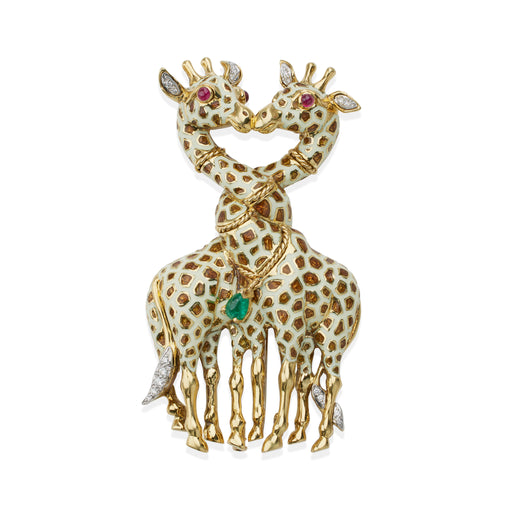 Macklowe Gallery David Webb Enamel Giraffe Brooch