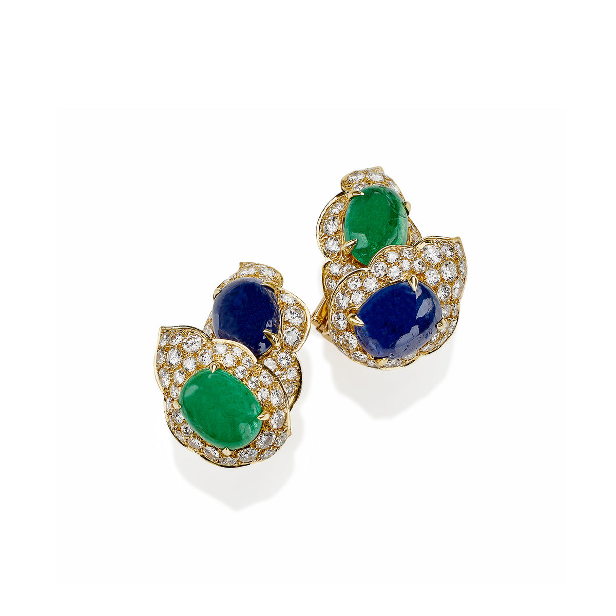 Emerald and shop sapphire earrings