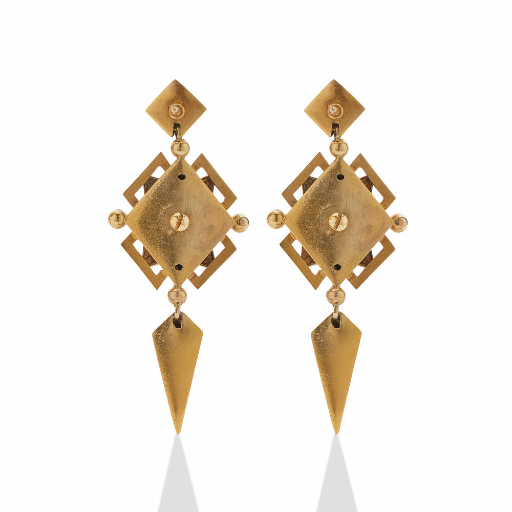 
                      
                        Macklowe Gallery Polychrome Enamel 18K Gold Geometric Pendant Earrings
                      
                    