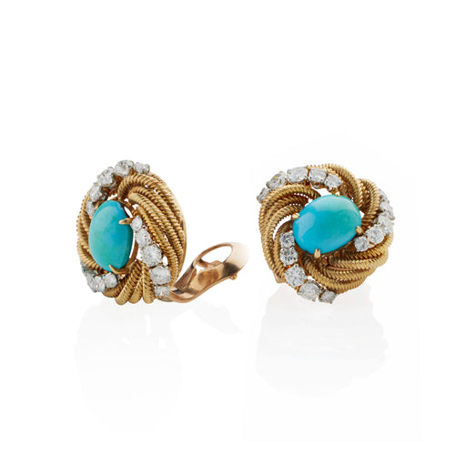 Macklowe Gallery Van Cleef & Arpels Diamond and Turquoise Earrings