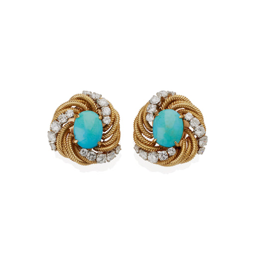 Macklowe Gallery Van Cleef & Arpels Diamond and Turquoise Earrings