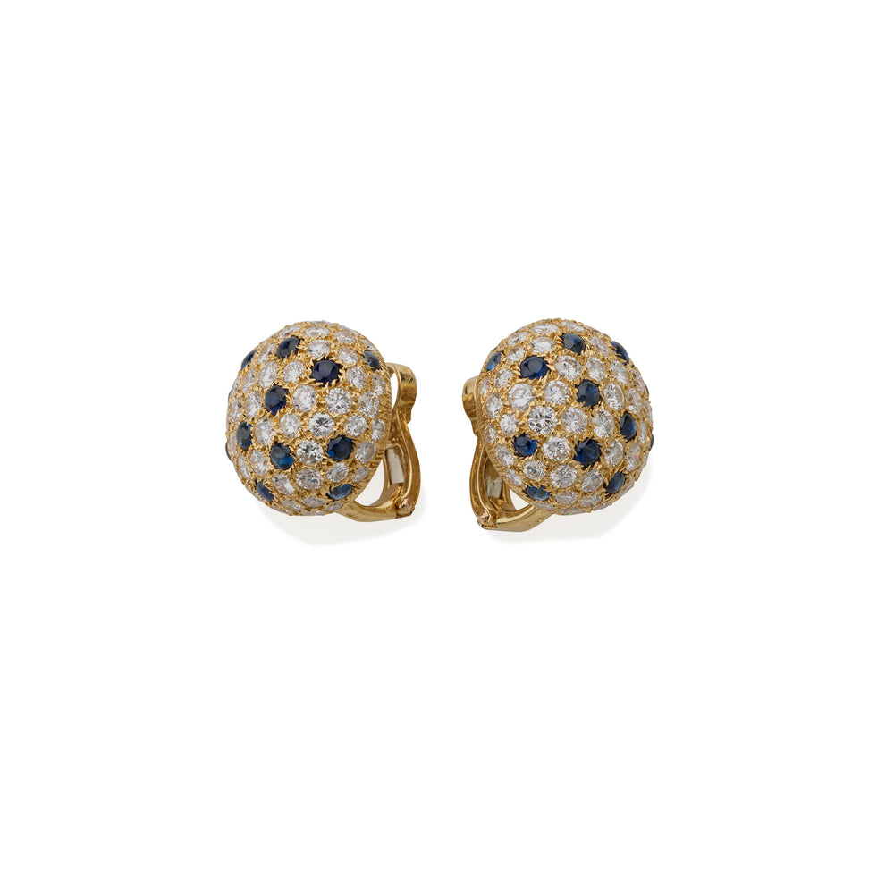 
                      
                        Macklowe Gallery Cartier Paris Sapphire and Diamond Dome Clip Earrings
                      
                    