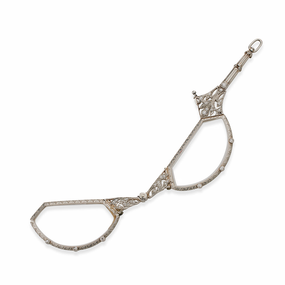 Macklowe Gallery Edwardian Platinum and Diamond Lorgnette Pendant