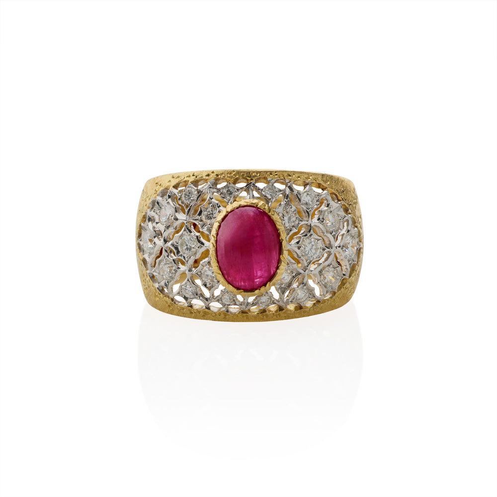 
                      
                        Macklowe Gallery Buccellati Ruby and Diamond Ring
                      
                    