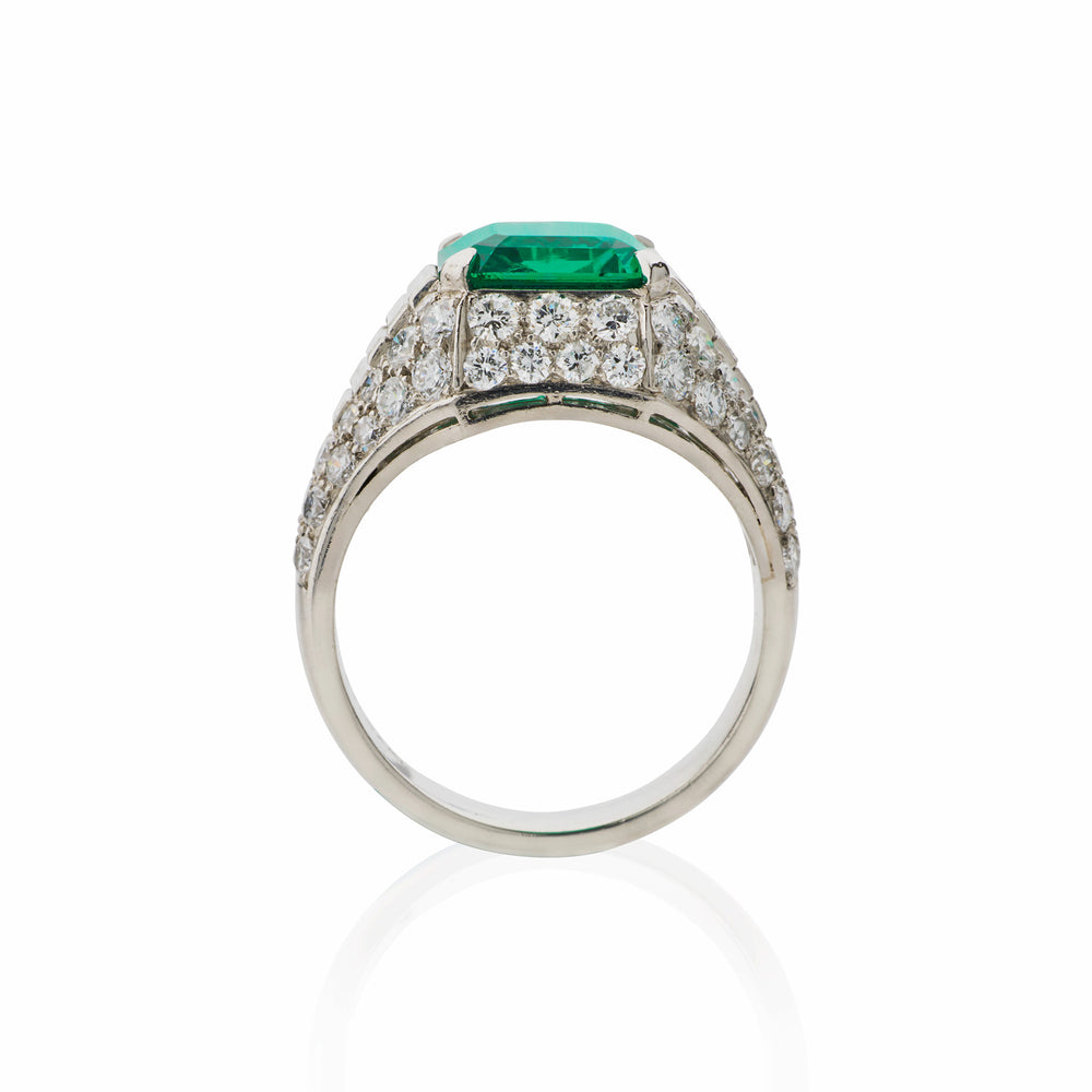 
                      
                        Macklowe Gallery Bulgari Emerald and Diamond "Trombino" Ring 
                      
                    