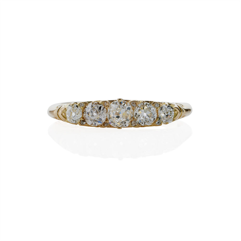 
                      
                        Macklowe Gallery Antique English 18K Gold and Five Stone Diamond Ring
                      
                    