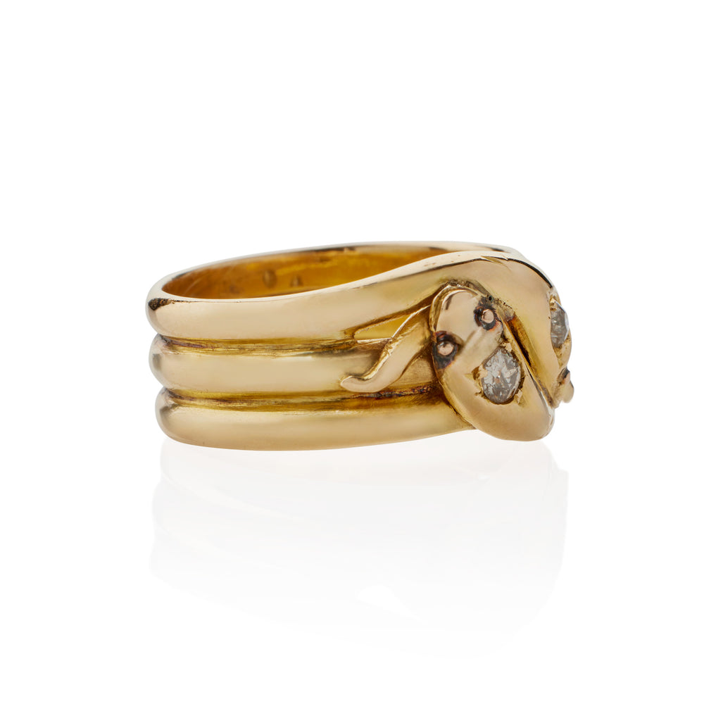 
                      
                        Macklowe Gallery Antique English 18K Gold and Diamond Double Snake Ring
                      
                    