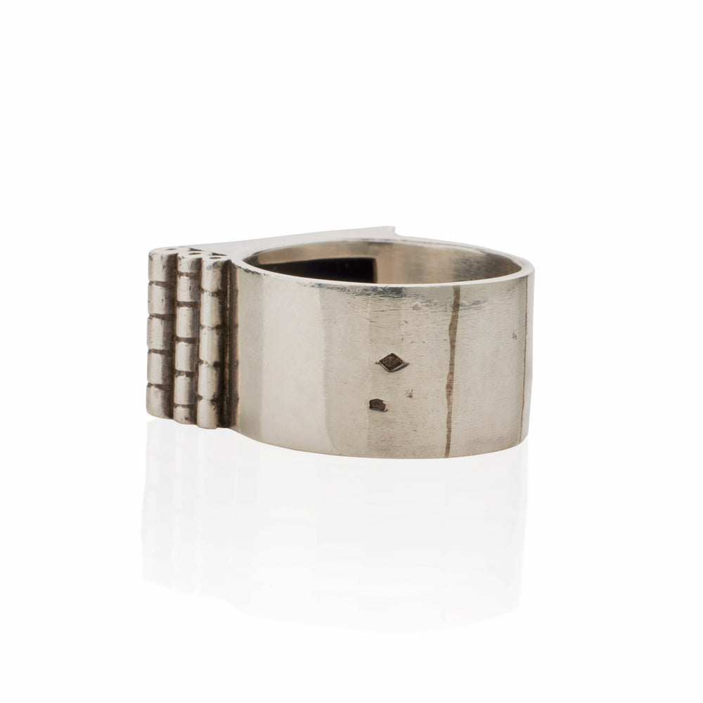 
                      
                        Macklowe Gallery Jean Després Modernist Silver and Onyx "Bijoux Moteurs" Ring
                      
                    