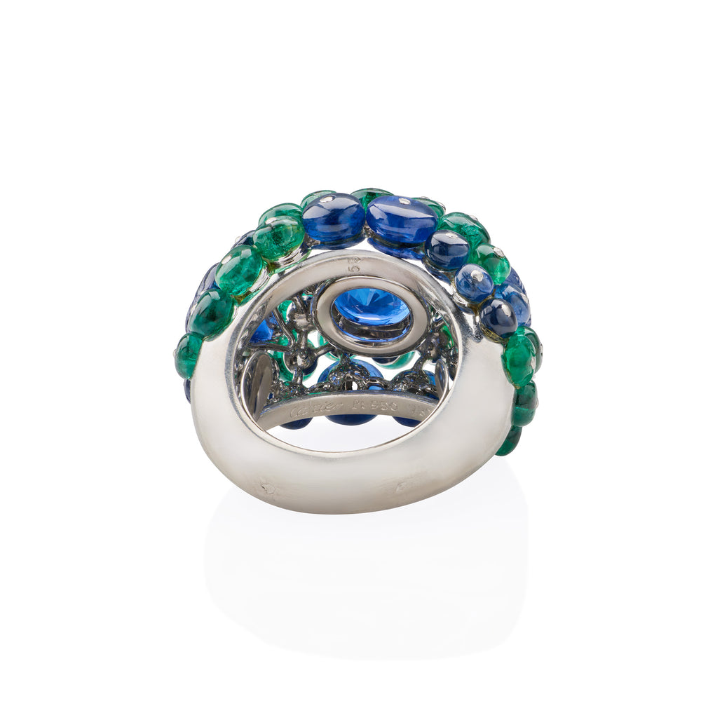 
                      
                        Macklowe Gallery Cartier Paris Ceylon Sapphire and Emerald Boule Ring
                      
                    