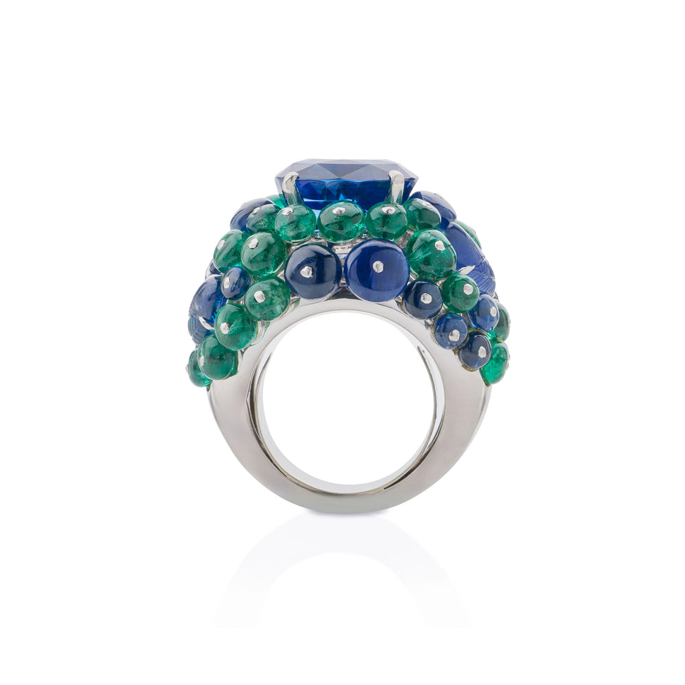 
                      
                        Macklowe Gallery Cartier Paris Ceylon Sapphire and Emerald Boule Ring
                      
                    