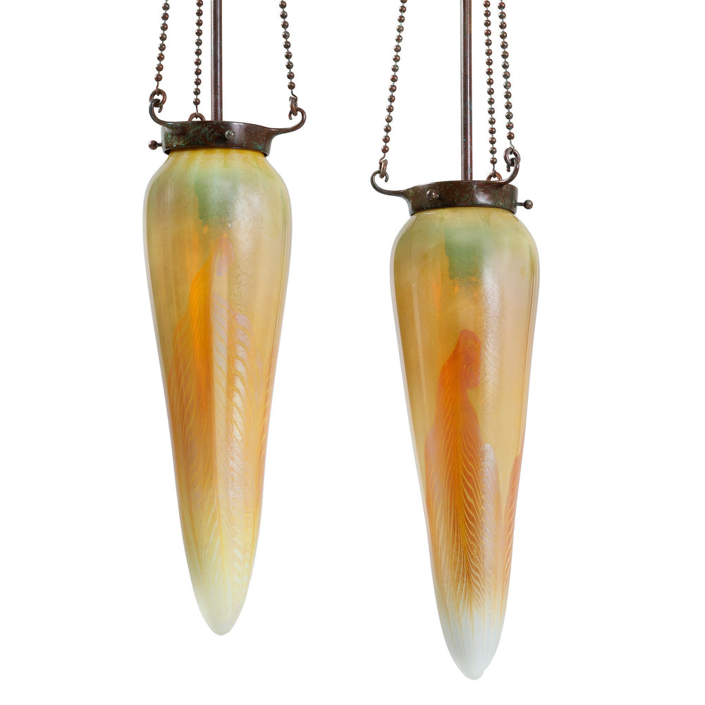 
                      
                        Macklowe Gallery Tiffany Studios New York Pair of Stalactite Chandeliers
                      
                    