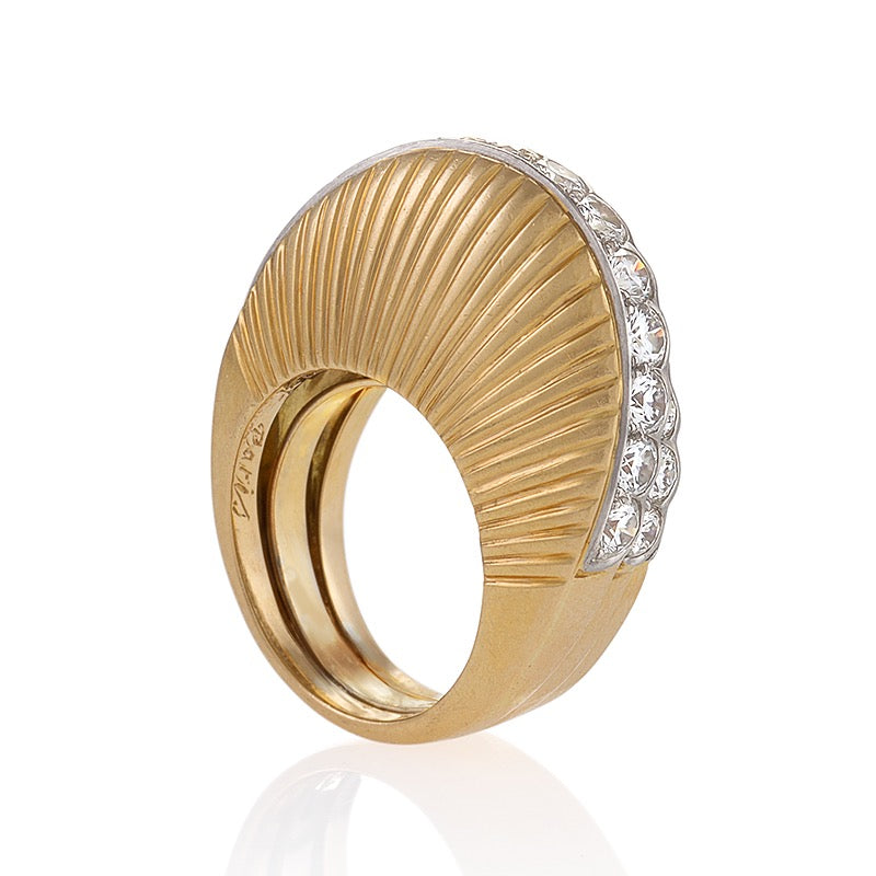 
                      
                        Macklowe Gallery Cartier Stepped Gold and Diamond Ring
                      
                    