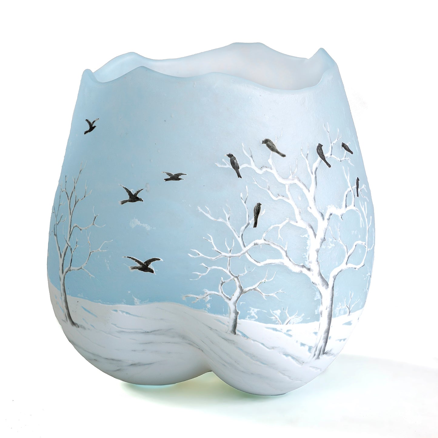 Macklowe Gallery Daum Nancy "Blackbird" Trefoil Glass Vase