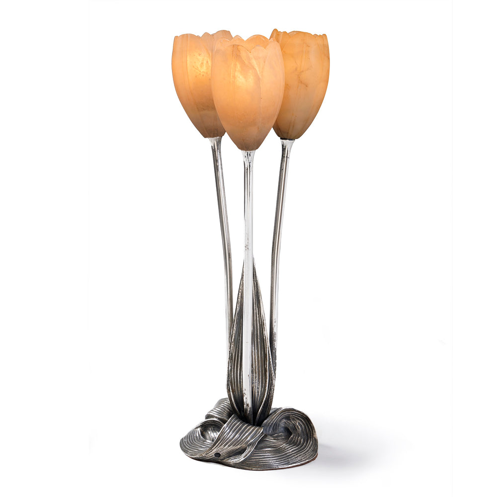 
                      
                        Macklowe Gallery Albert Cheuret Silvered Bronze and Alabaster "Tulip" Lamp
                      
                    