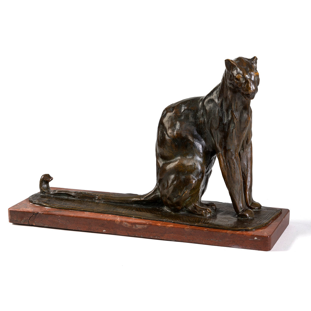 Macklowe Gallery Rembrandt Bugatti "Seated Panther, small model (Panthère assise, Petit Modèle)" Bronze Sculpture