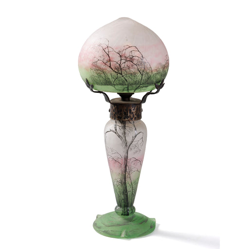 Macklowe Gallery Daum Nancy “Rain Scene” Cameo Glass Table Lamp