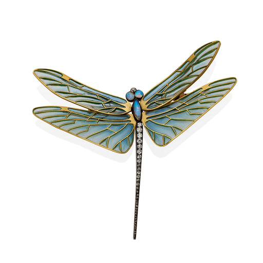 Macklowe Gallery René Lalique Plique-à-jour Enamel Dragonfly Brooch