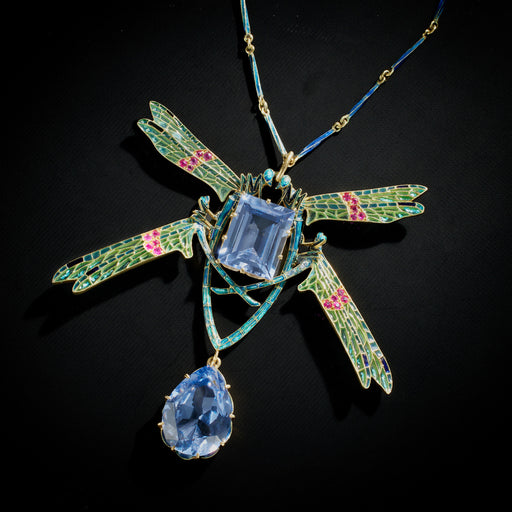 Macklowe Gallery René Lalique Four Damselflies Pendant Necklace