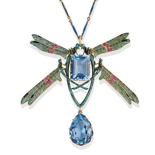 Macklowe Gallery René Lalique Four Damselflies Pendant Necklace