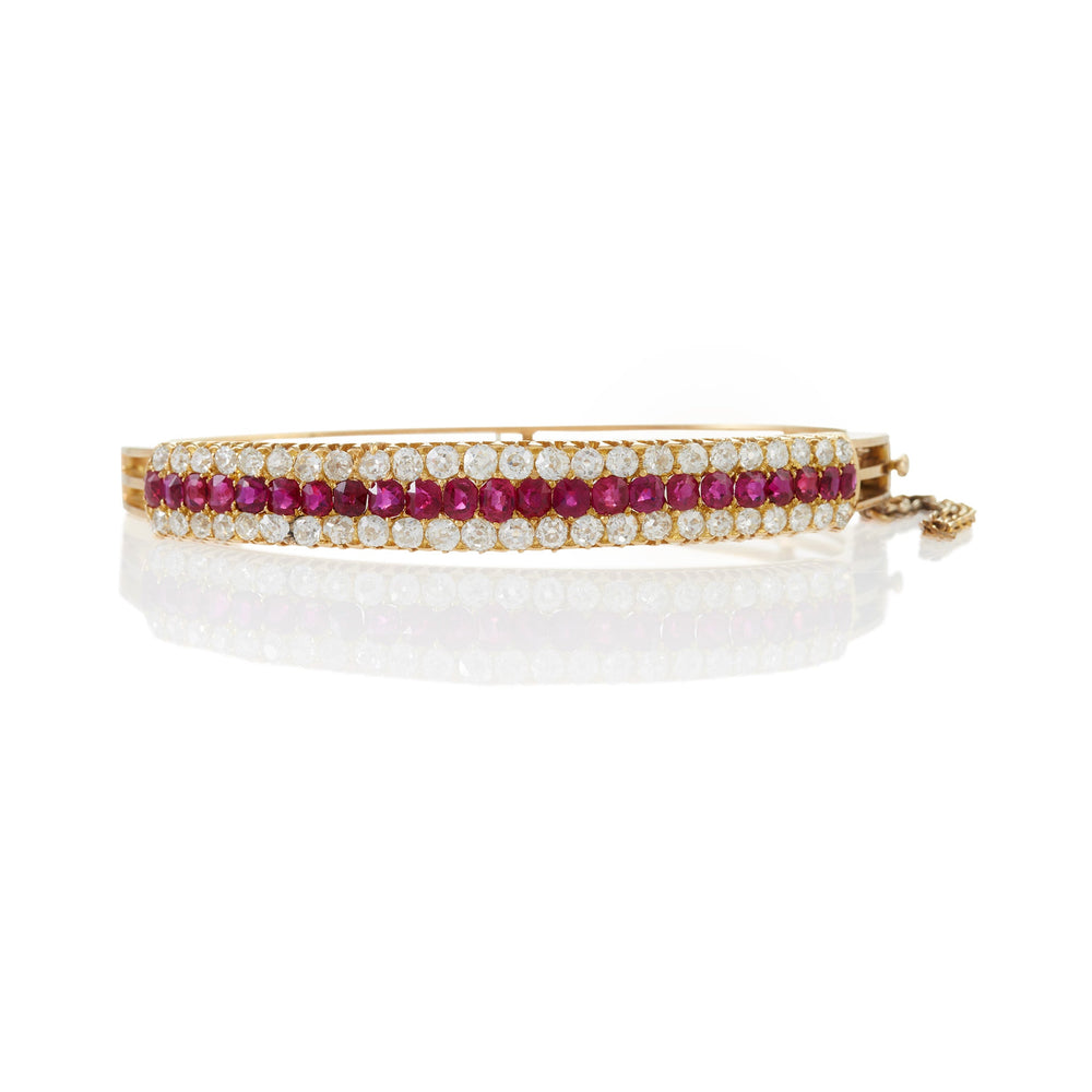 Macklowe Gallery Ruby and Diamond Bangle Bracelet