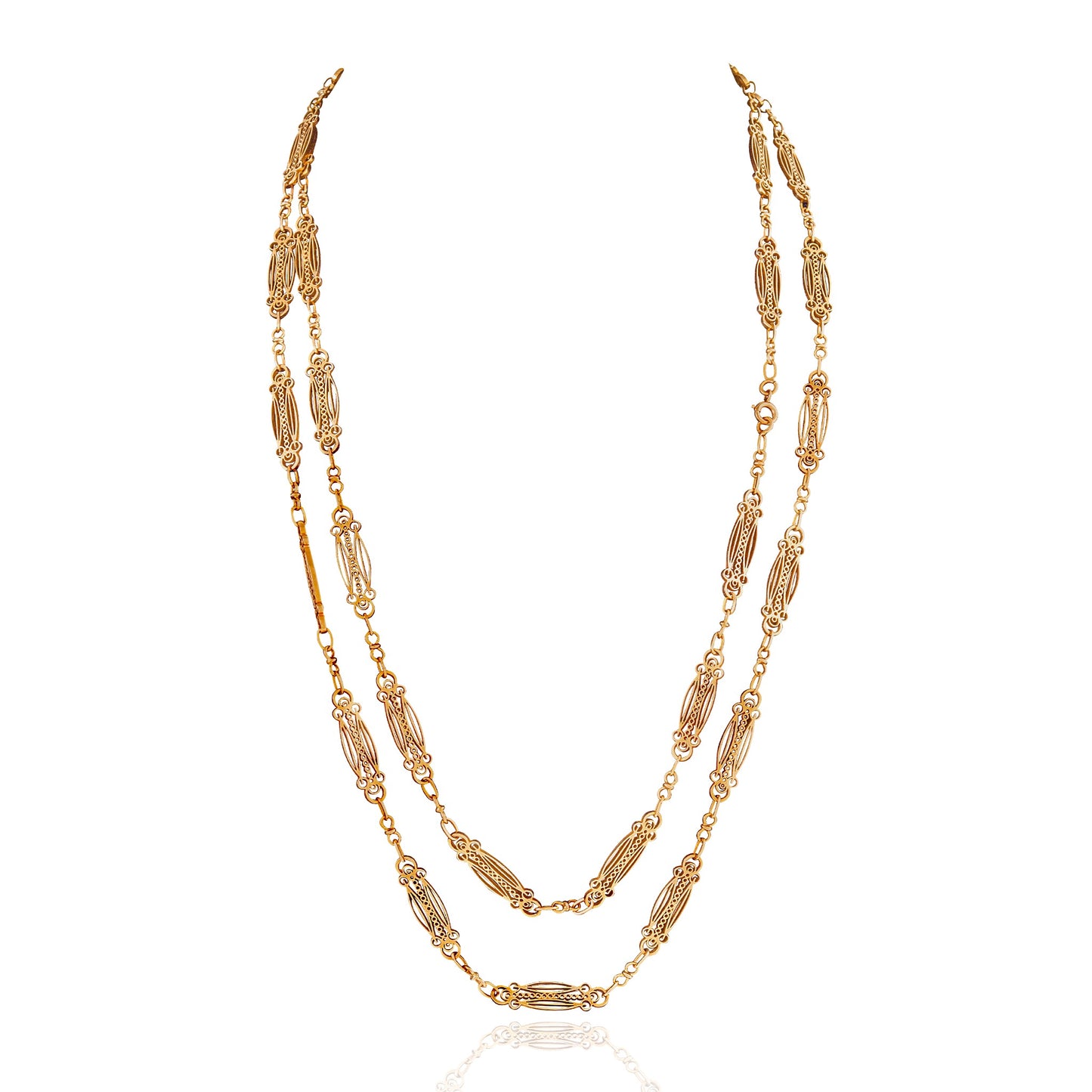 Macklowe Gallery Gold Fancy Link Long Chain Necklace