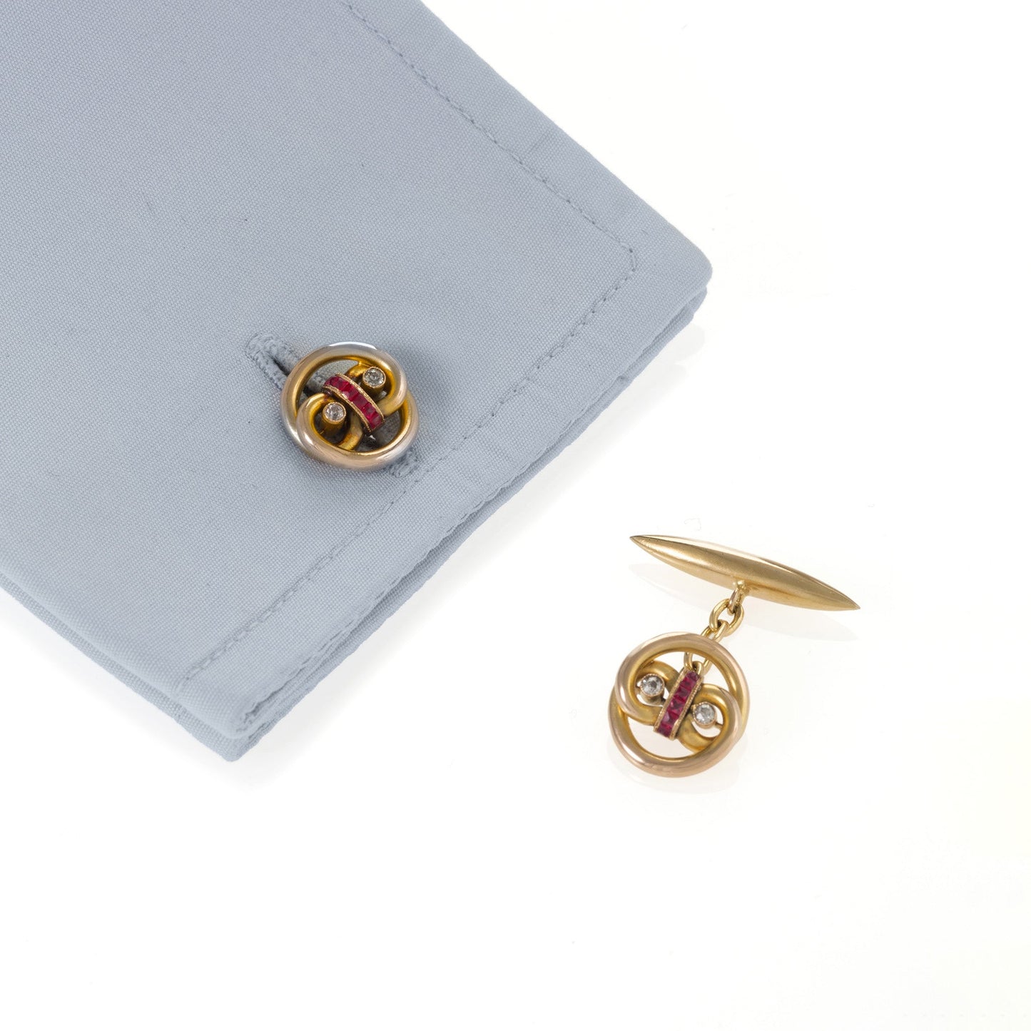 Macklowe Gallery Ruby and Diamond Cuff Links