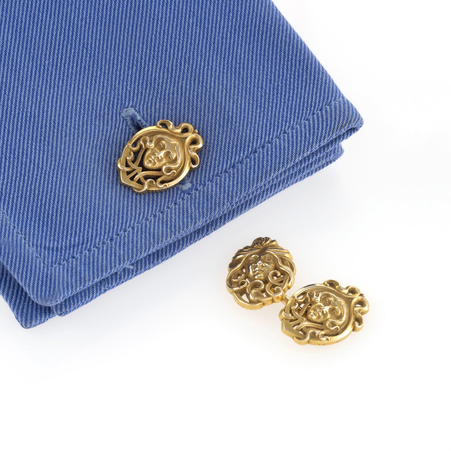 Macklowe Gallery Male and Female Gold Portrait Cuff Links